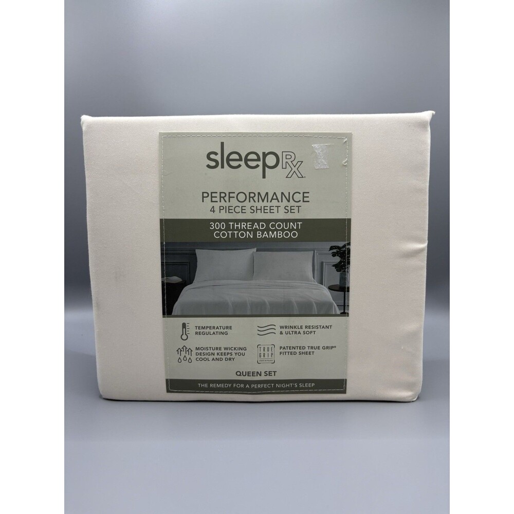 Sleep RX SleepRX 300 Thread Count 4-Pc. Sheet Set EGRET / IVORY QUEEN